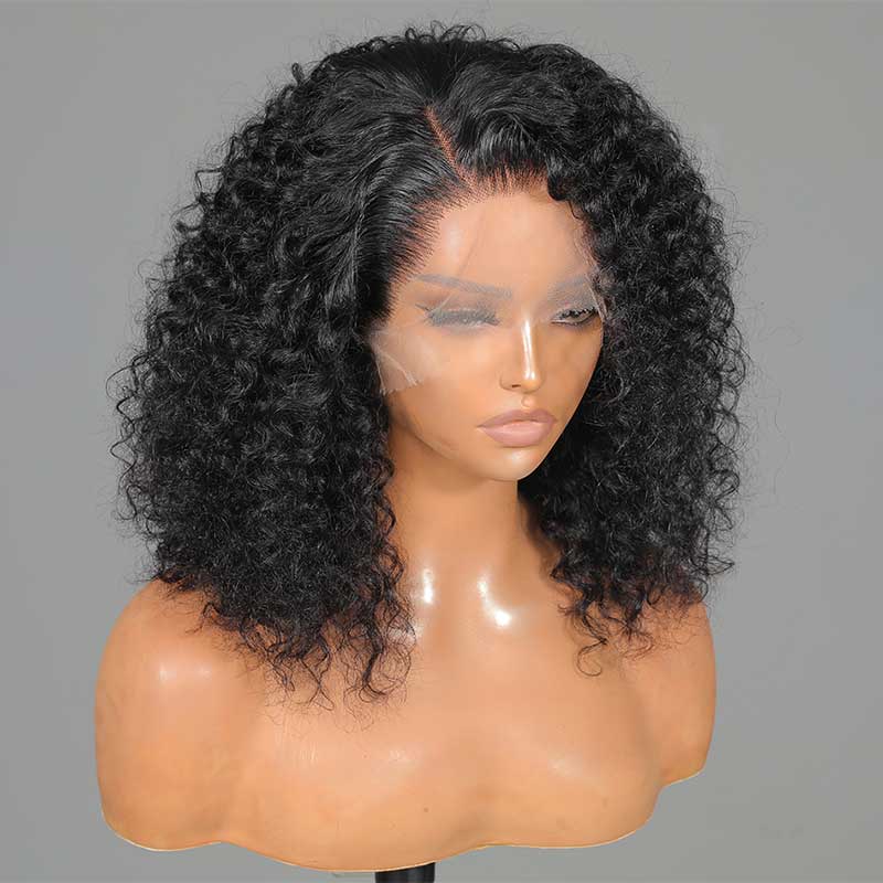 Perruque Naturelle Wig Courte Lace Front 13x4 Dentelle Noir Femme 30cm +1  Bonnet